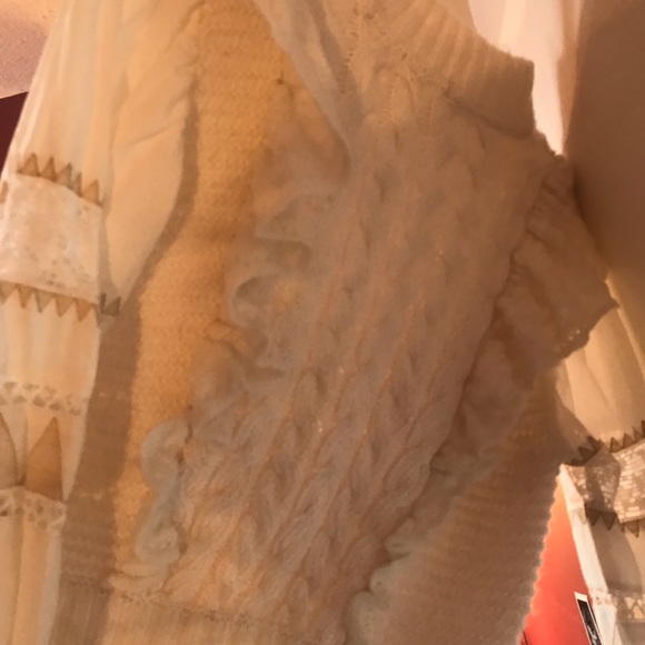 Anthropologie ruffle knit sweater shirt top xs 0 2 free people - Picture 5 of 5